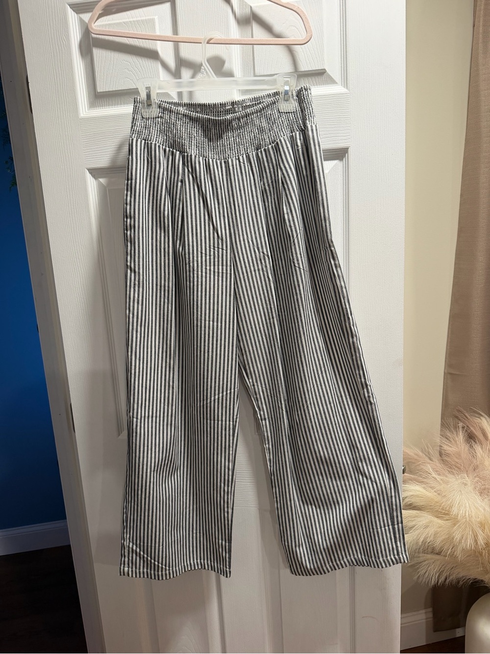 Wide Leg Men’s Stripe Pants — Black and White